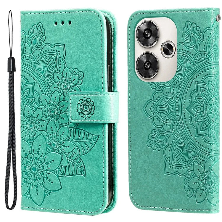 For Xiaomi Redmi Turbo 3 5G / Poco F6 5G Case PU Leather Phone Cover Flower Pattern