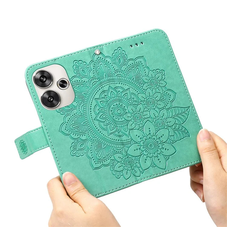 For Xiaomi Redmi Turbo 3 5G / Poco F6 5G Case PU Leather Phone Cover Flower Pattern