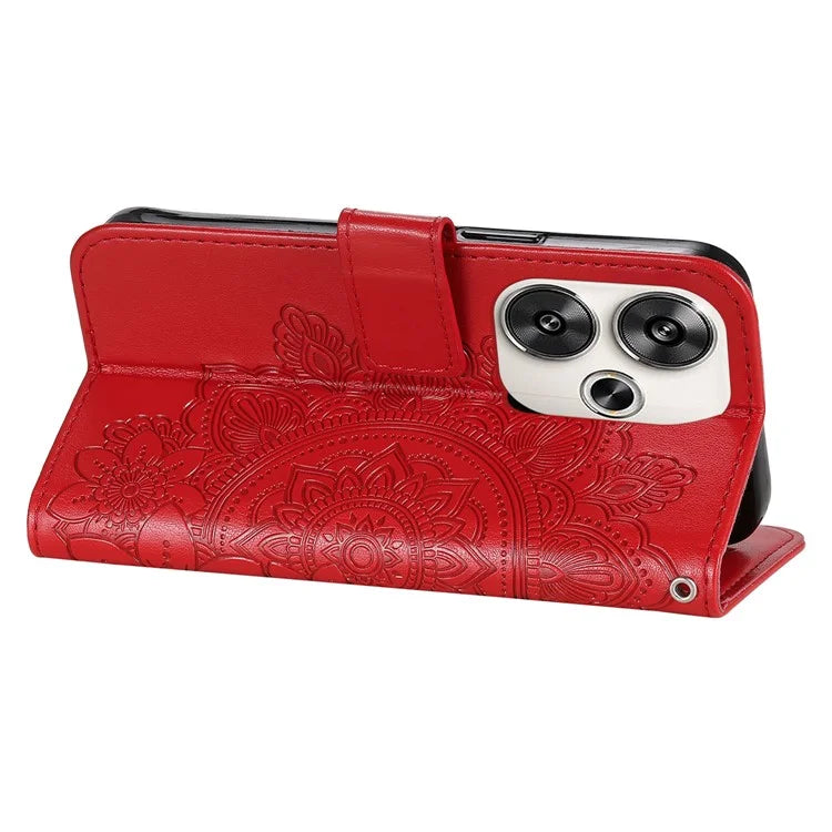 For Xiaomi Redmi Turbo 3 5G / Poco F6 5G Case PU Leather Phone Cover Flower Pattern