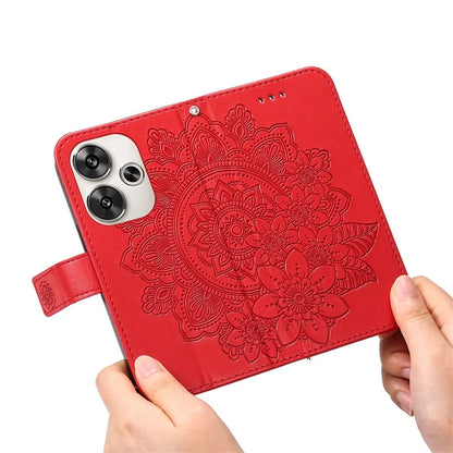 For Xiaomi Redmi Turbo 3 5G / Poco F6 5G Case PU Leather Phone Cover Flower Pattern