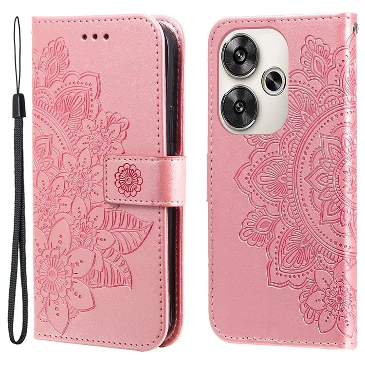 For Xiaomi Redmi Turbo 3 5G / Poco F6 5G Case PU Leather Phone Cover Flower Pattern