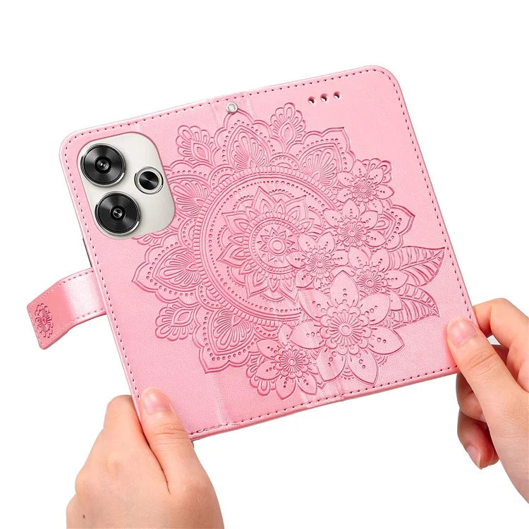 For Xiaomi Redmi Turbo 3 5G / Poco F6 5G Case PU Leather Phone Cover Flower Pattern