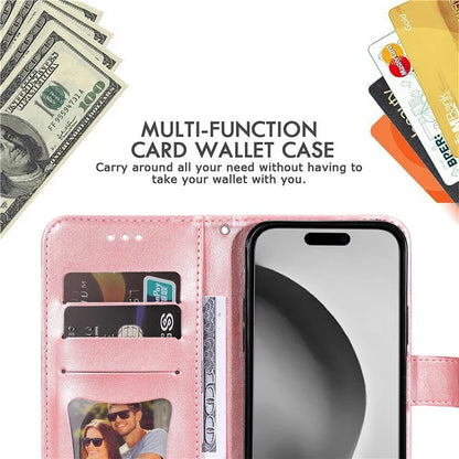 For iPhone 16 Pro Max Case Flower Imprinted Full Protection PU Leather Wallet Phone Cover