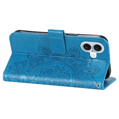 For iPhone 16 Case Flower Imprinted PU Leather Wallet Shockproof Phone Cover