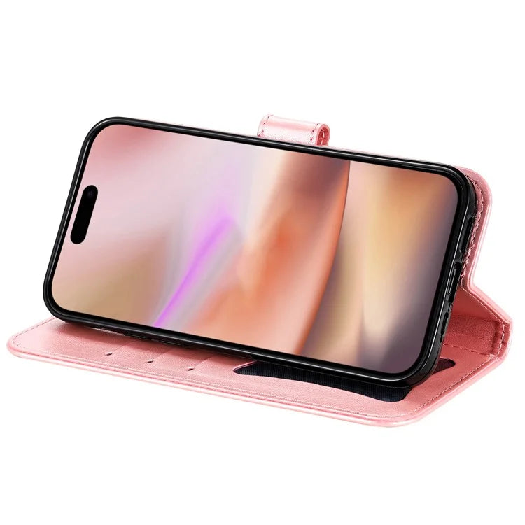 For iPhone 16 Case Flower Imprinted PU Leather Wallet Shockproof Phone Cover