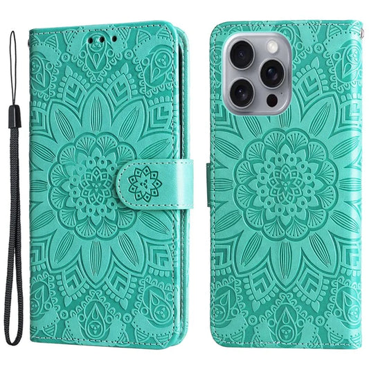 For iPhone 16 Pro Max Case Sunflower Leather Flip Cover Card Holder Stand Cell Accessories