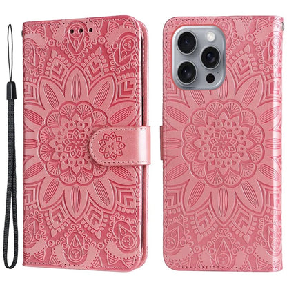 For iPhone 16 Pro Max Case Sunflower Leather Flip Cover Card Holder Stand Cell Accessories