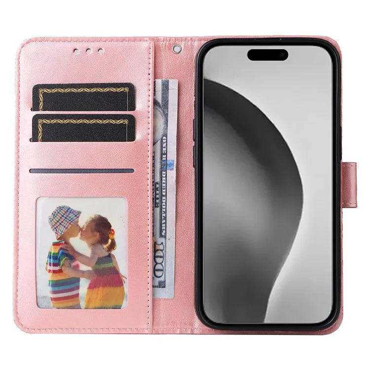 For iPhone 16 Pro Max Case Sunflower Leather Flip Cover Card Holder Stand Cell Accessories