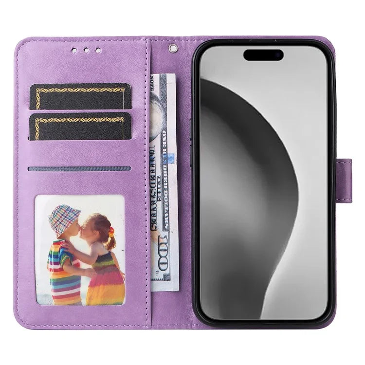 For iPhone 16 Pro Max Case Sunflower Leather Flip Cover Card Holder Stand Cell Accessories