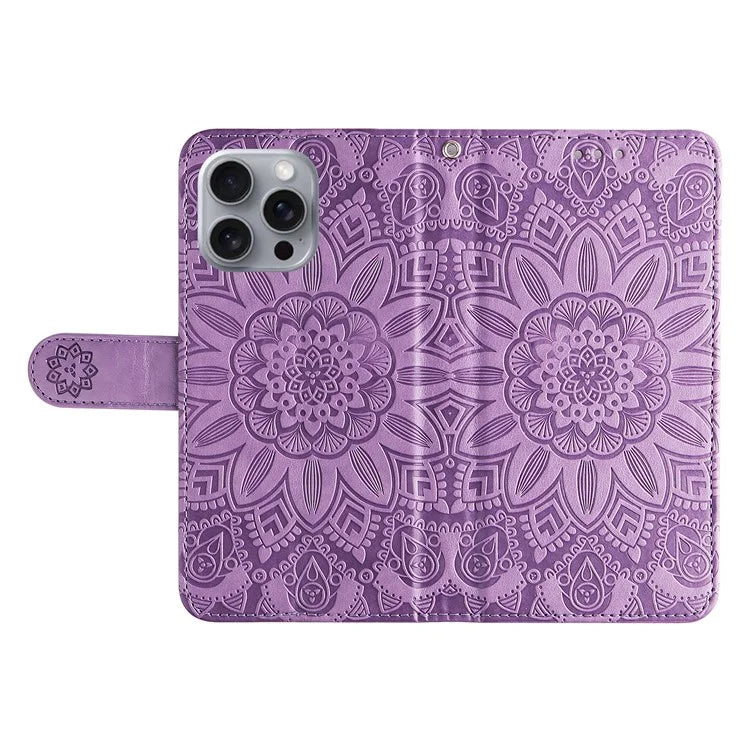 For iPhone 16 Pro Max Case Sunflower Leather Flip Cover Card Holder Stand Cell Accessories