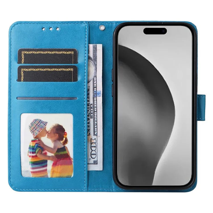 For iPhone 16 Pro Max Case Sunflower Leather Flip Cover Card Holder Stand Cell Accessories