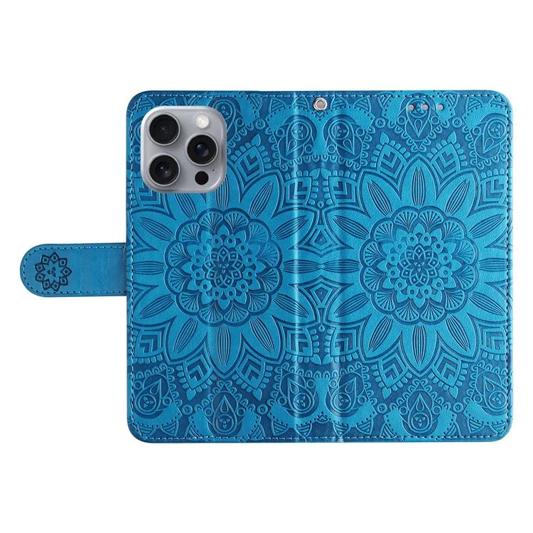 For iPhone 16 Pro Max Case Sunflower Leather Flip Cover Card Holder Stand Cell Accessories