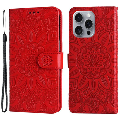 For iPhone 16 Pro Max Case Sunflower Leather Flip Cover Card Holder Stand Cell Accessories