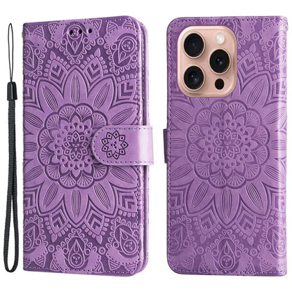 For iPhone 16 Pro Case Sunflower Leather Flip Cover Card Holder Stand Cell Accessories
