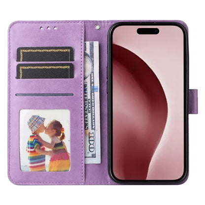 For iPhone 16 Pro Case Sunflower Leather Flip Cover Card Holder Stand Cell Accessories