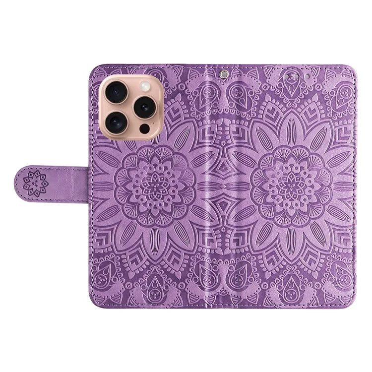 For iPhone 16 Pro Case Sunflower Leather Flip Cover Card Holder Stand Cell Accessories