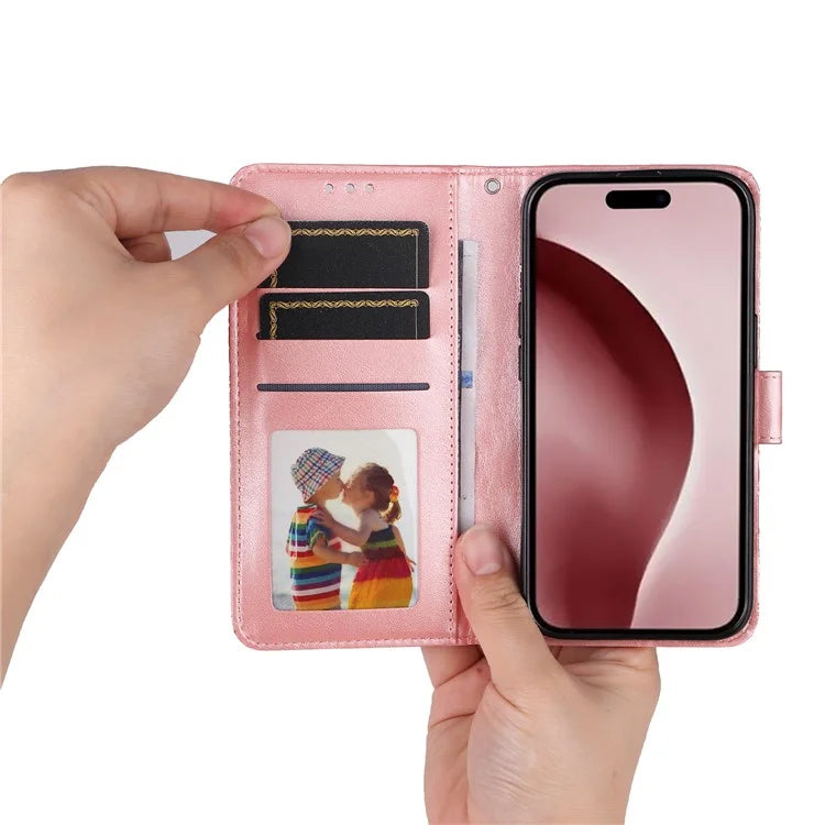 For iPhone 16 Pro Case Sunflower Leather Flip Cover Card Holder Stand Cell Accessories
