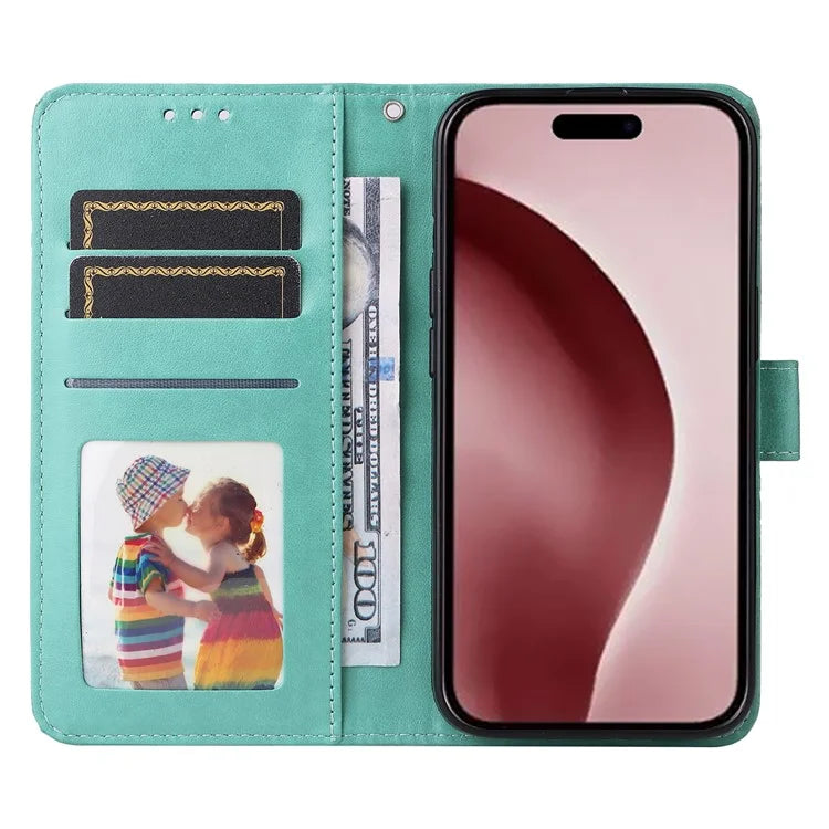 For iPhone 16 Pro Case Sunflower Leather Flip Cover Card Holder Stand Cell Accessories
