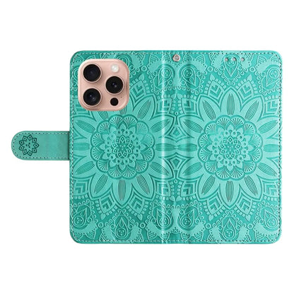 For iPhone 16 Pro Case Sunflower Leather Flip Cover Card Holder Stand Cell Accessories