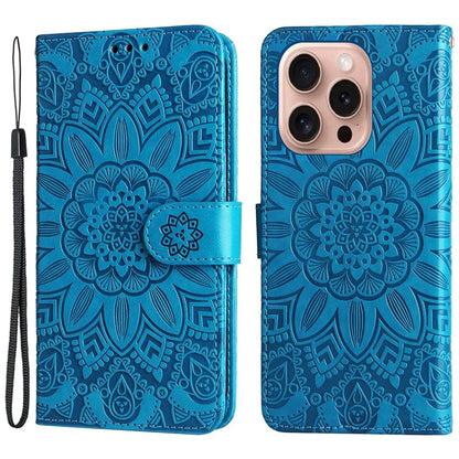 For iPhone 16 Pro Case Sunflower Leather Flip Cover Card Holder Stand Cell Accessories