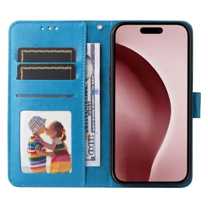 For iPhone 16 Pro Case Sunflower Leather Flip Cover Card Holder Stand Cell Accessories