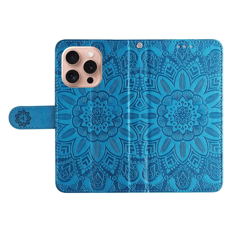 For iPhone 16 Pro Case Sunflower Leather Flip Cover Card Holder Stand Cell Accessories