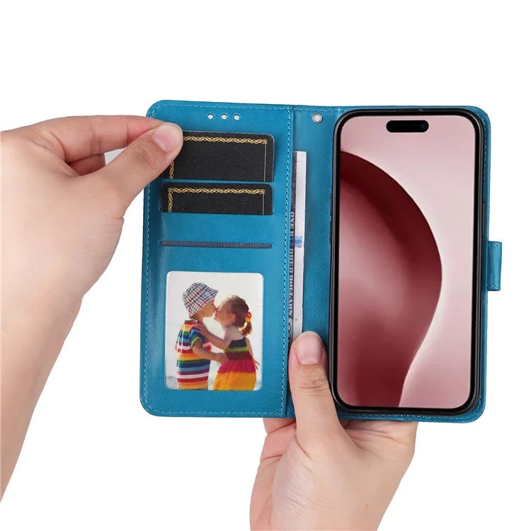For iPhone 16 Pro Case Sunflower Leather Flip Cover Card Holder Stand Cell Accessories