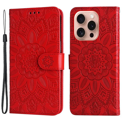 For iPhone 16 Pro Case Sunflower Leather Flip Cover Card Holder Stand Cell Accessories