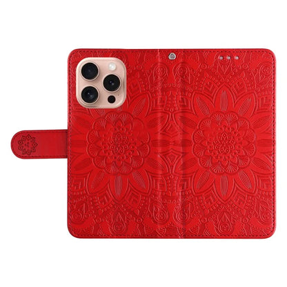 For iPhone 16 Pro Case Sunflower Leather Flip Cover Card Holder Stand Cell Accessories