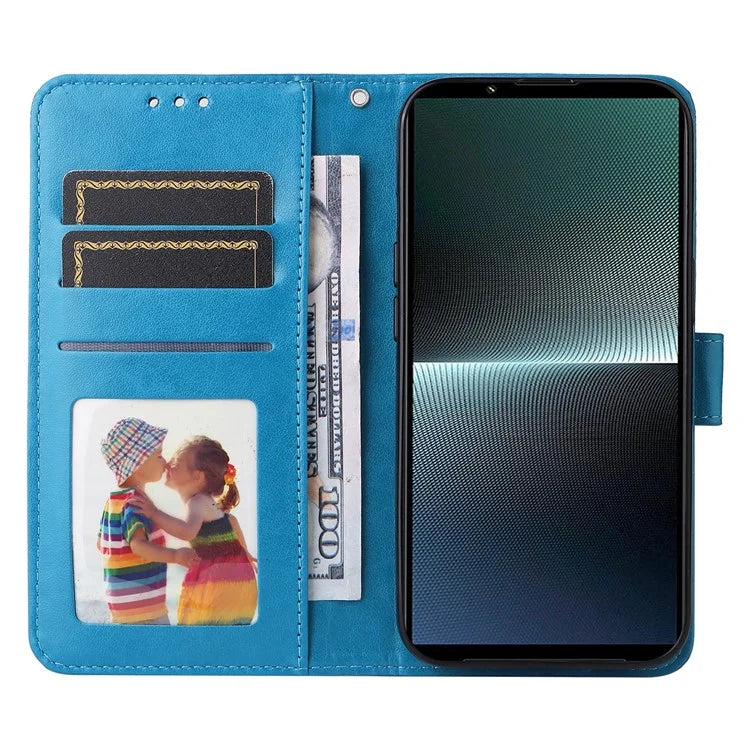 For Sony Xperia 1 V Case PU Leather Sunflower Imprinted Phone Cover