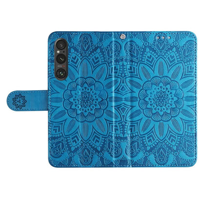 For Sony Xperia 1 V Case PU Leather Sunflower Imprinted Phone Cover