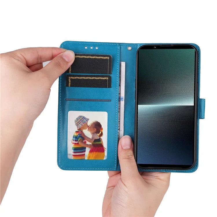 For Sony Xperia 1 V Case PU Leather Sunflower Imprinted Phone Cover