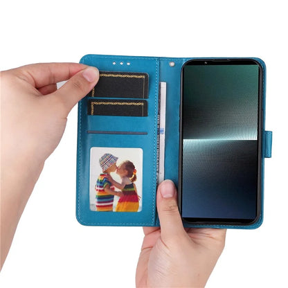 For Sony Xperia 1 V Case PU Leather Sunflower Imprinted Phone Cover