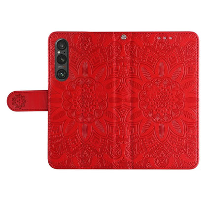 For Sony Xperia 1 V Case PU Leather Sunflower Imprinted Phone Cover