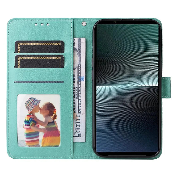 For Sony Xperia 1 V Case PU Leather Sunflower Imprinted Phone Cover