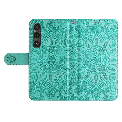 For Sony Xperia 1 V Case PU Leather Sunflower Imprinted Phone Cover