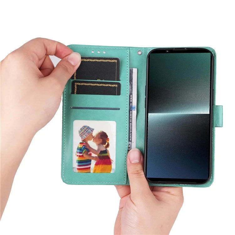 For Sony Xperia 1 V Case PU Leather Sunflower Imprinted Phone Cover