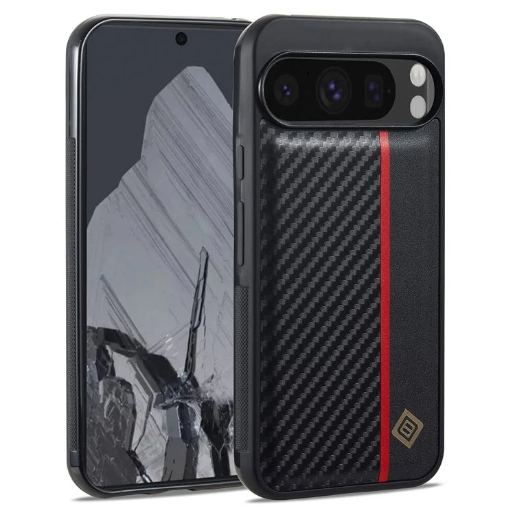 LC.IMEEKE For Google Pixel 9 Pro Case Carbon Fiber Texture Leather Back Cover