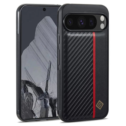 LC.IMEEKE For Google Pixel 9 Pro Case Carbon Fiber Texture Leather Back Cover