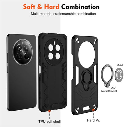 For Realme 12 Pro 5G / 12 Pro+ 5G Case PC+TPU Phone Cover with Ring Kickstand