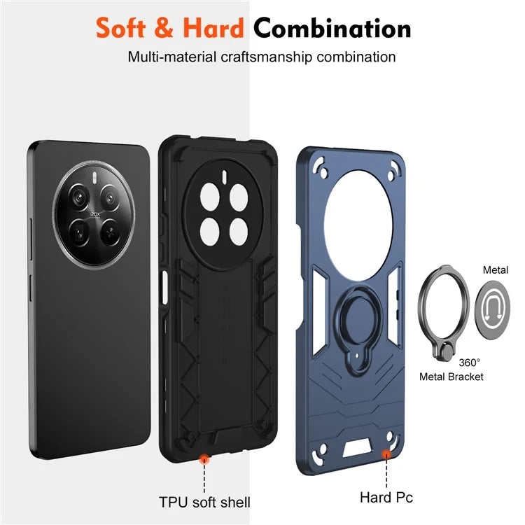 For Realme 12 Pro 5G / 12 Pro+ 5G Case PC+TPU Phone Cover with Ring Kickstand
