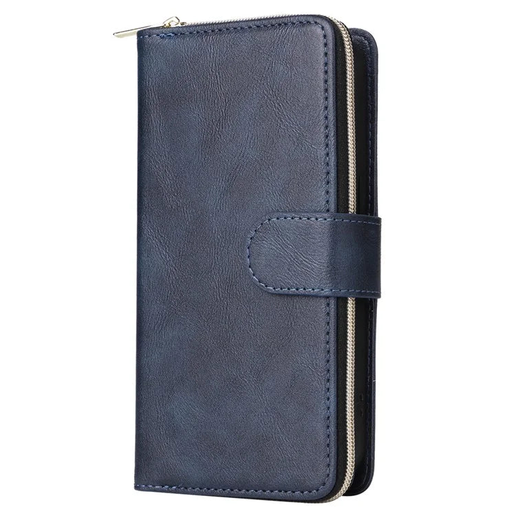 For iPhone 16 Pro Max Case Zipper Leather Phone Cover 9 Card Slots
