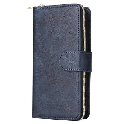 For iPhone 16 Pro Max Case Zipper Leather Phone Cover 9 Card Slots
