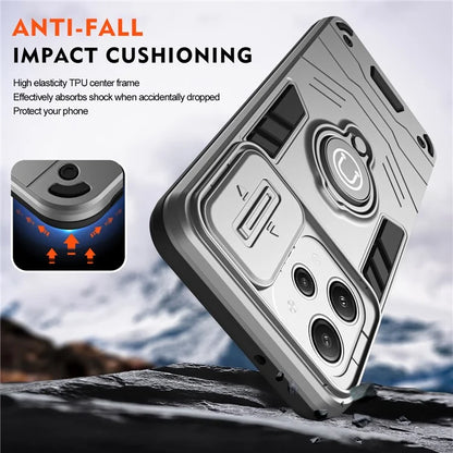 For Xiaomi Redmi 12 4G / 5G (Global) / Poco M6 Pro 5G Case Ring Kickstand PC+TPU Phone Cover Lens Privacy Protection