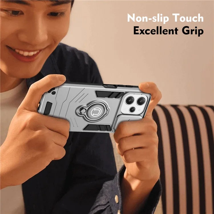 For Xiaomi Redmi 12 4G / 5G (Global) / Poco M6 Pro 5G Case Ring Kickstand PC+TPU Phone Cover Lens Privacy Protection