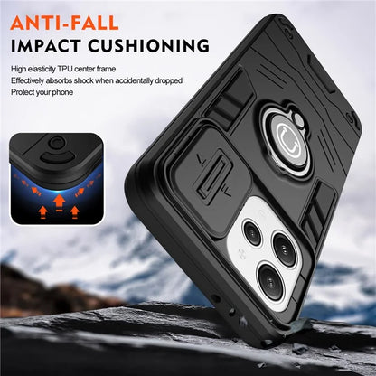 For Xiaomi Redmi 12 4G / 5G (Global) / Poco M6 Pro 5G Case Ring Kickstand PC+TPU Phone Cover Lens Privacy Protection