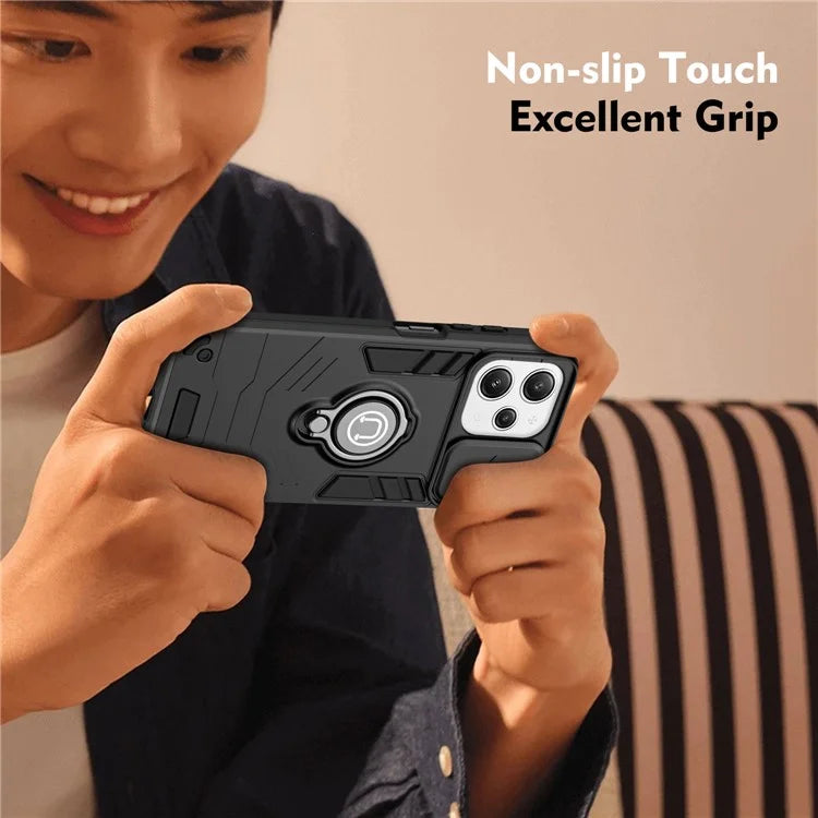 For Xiaomi Redmi 12 4G / 5G (Global) / Poco M6 Pro 5G Case Ring Kickstand PC+TPU Phone Cover Lens Privacy Protection