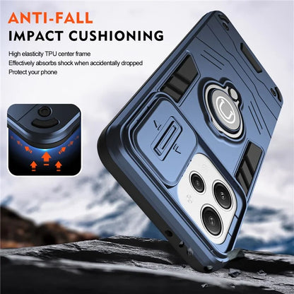 For Xiaomi Redmi 12 4G / 5G (Global) / Poco M6 Pro 5G Case Ring Kickstand PC+TPU Phone Cover Lens Privacy Protection