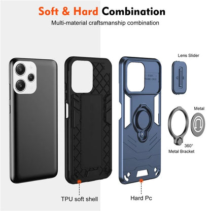 For Xiaomi Redmi 12 4G / 5G (Global) / Poco M6 Pro 5G Case Ring Kickstand PC+TPU Phone Cover Lens Privacy Protection