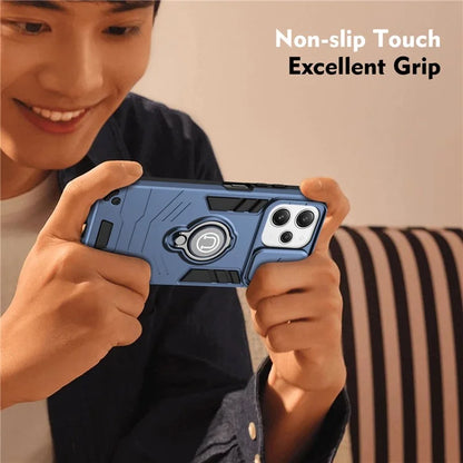 For Xiaomi Redmi 12 4G / 5G (Global) / Poco M6 Pro 5G Case Ring Kickstand PC+TPU Phone Cover Lens Privacy Protection